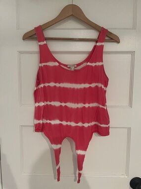 Forever 21 Pink and White Tie-Dye Tank Top